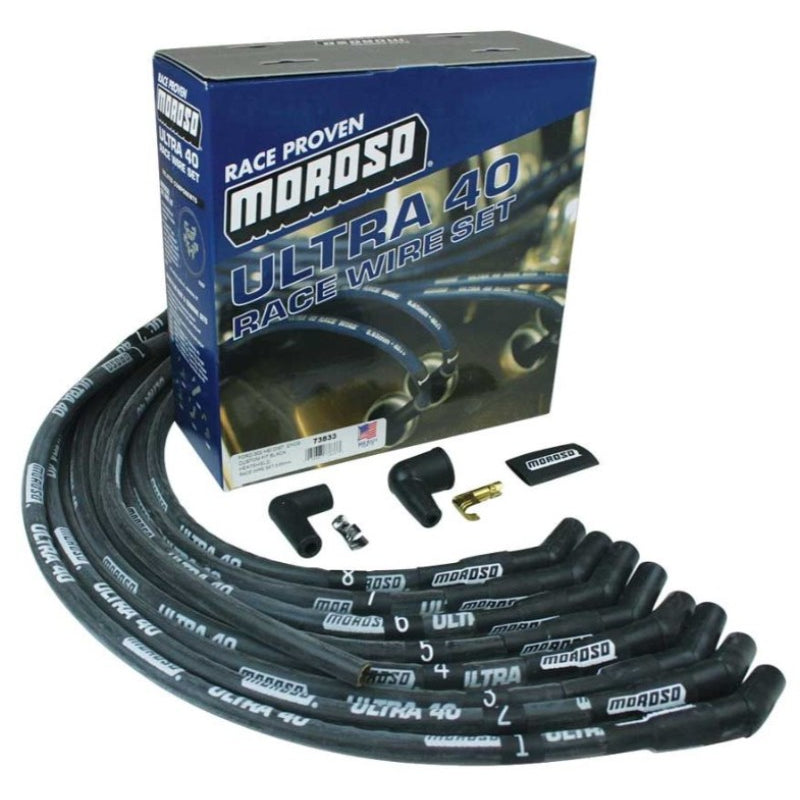 Moroso Ultra 40 Spark Plug Wire Set Sleeved Black