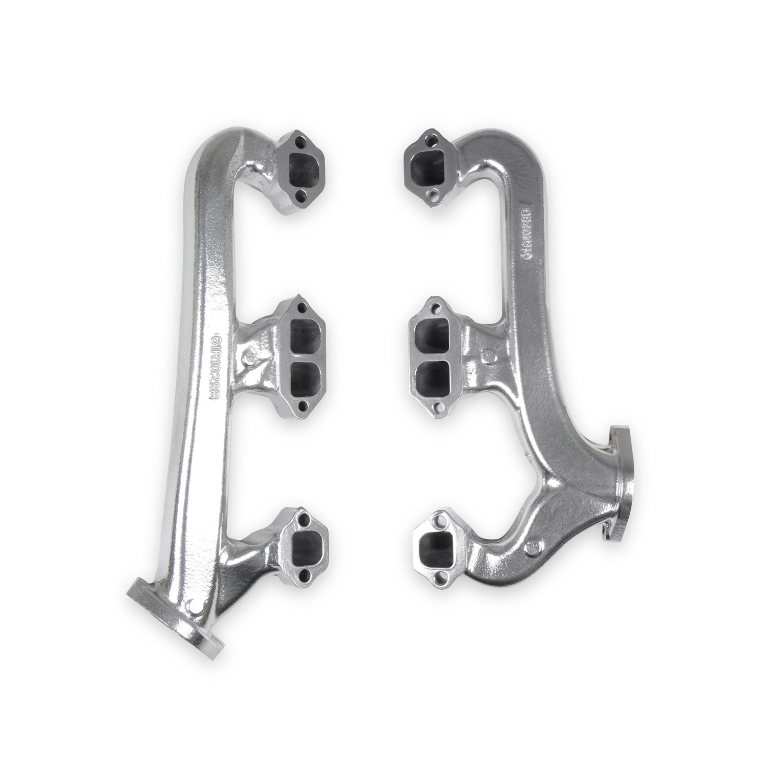 Hooker Exhaust Manifold - Raised D-Port - Iron - Silver Ceramic - Small Block Chevy - (Pair)