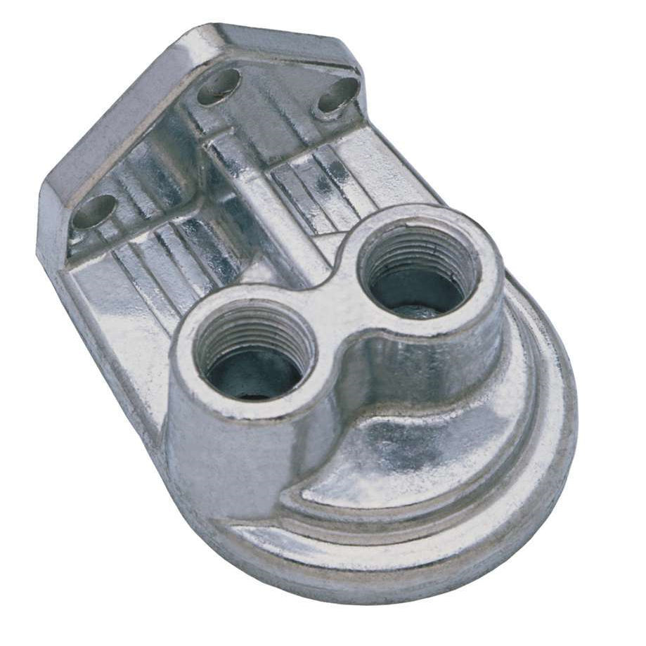 Trans-Dapt Single Remote Oil Filter Bracket - Vertical Inlet and Outlet - 3/4"-16 Nipple Accepts Fram PH8A Ford Filters