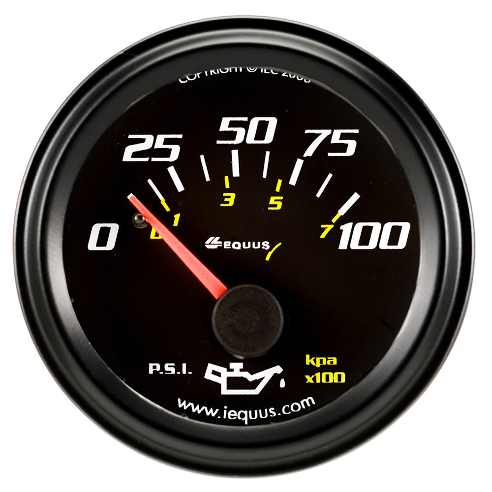 Equus 6000 Series Oil Pressure Gauge - 0-100 psi - Mechanical - Analog - 2" Diameter - Black Face