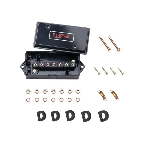 Wesbar Panel Mount Junction Box - 7 Posts - Insulated - Plastic - Black