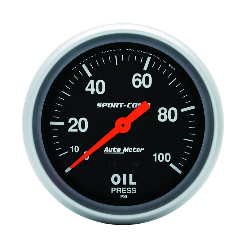 Auto Meter 0-100 PSI Sport-Comp Oil Pressure Gauge - 2-5/8"
