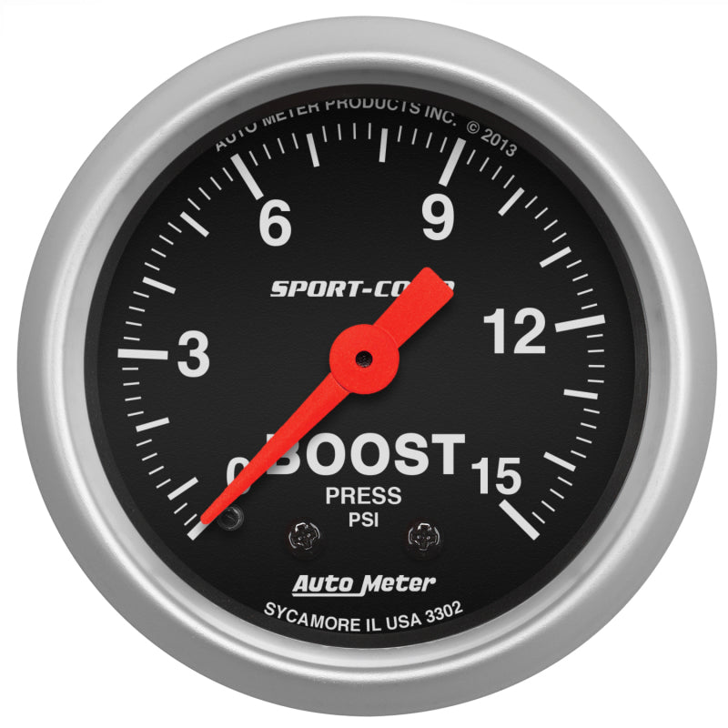 Auto Meter 2-1/16" Sport Comp Boost Gauge - 0-15 PSI