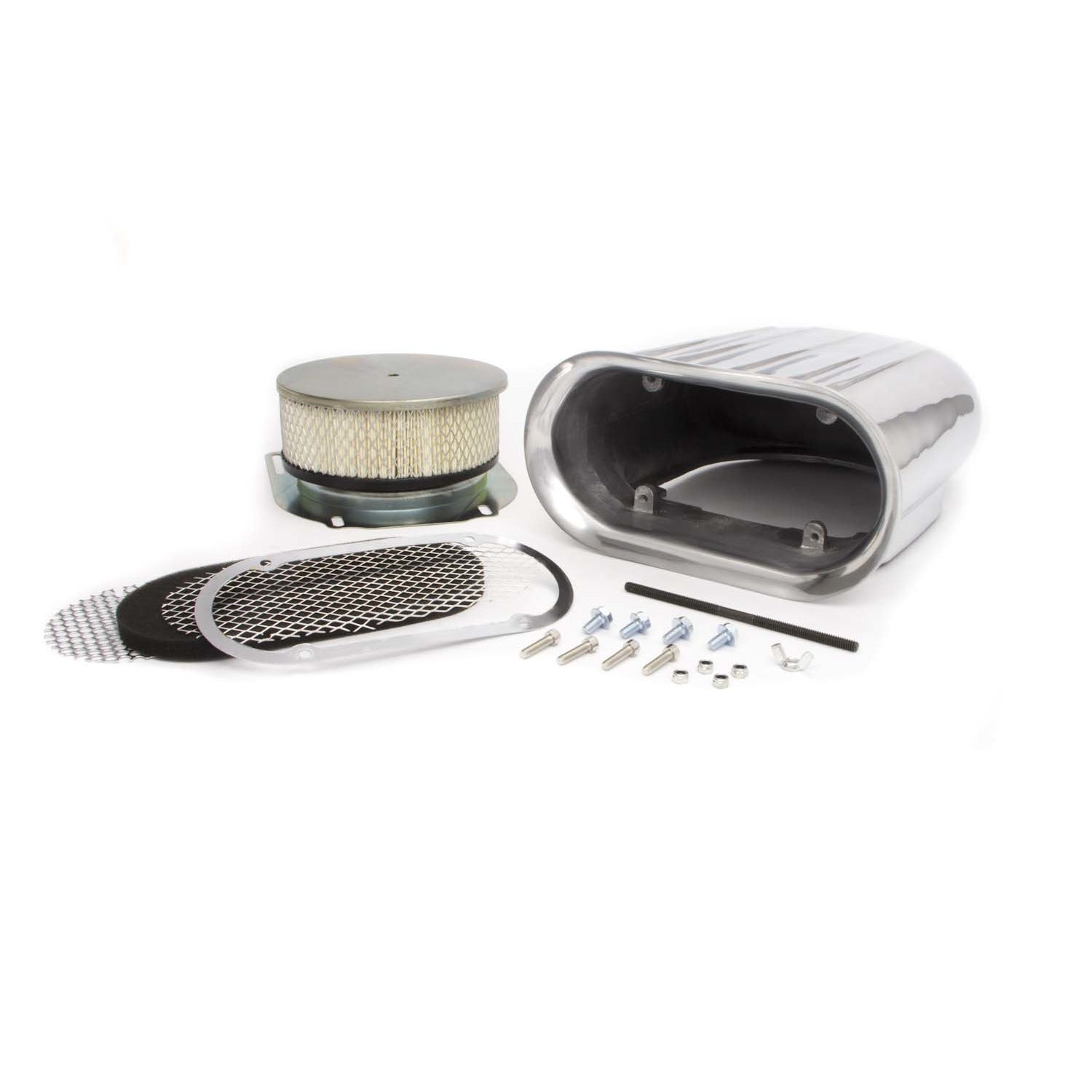 Racing Power Small Scoop Air Cleaner Assembly 13-1/2" Long 4-1/2" Tall 5-1/8" Carb Flange - Aluminum