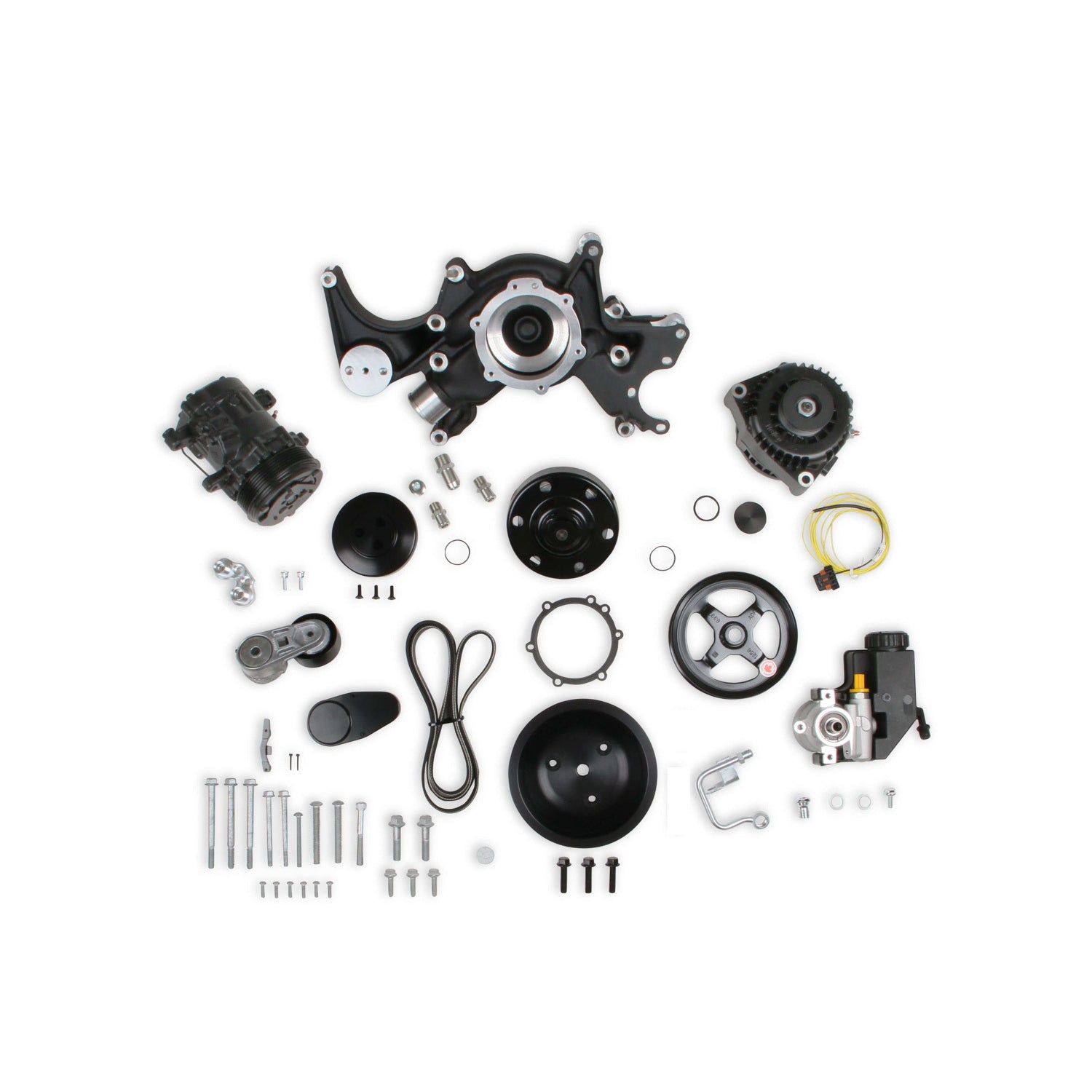 Holley 6-Rib Serpentine Pulley Kit - Black - Big Block Chevy