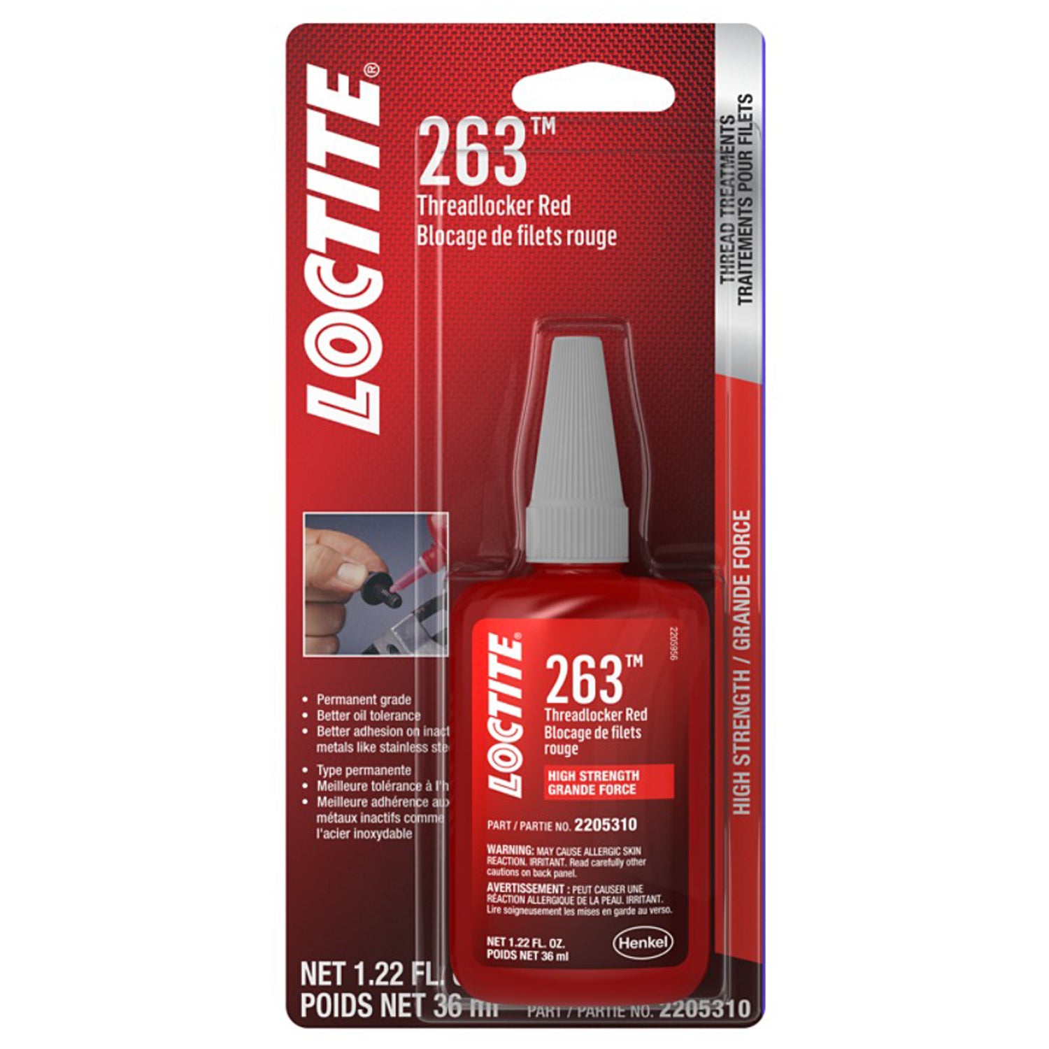 Loctite 263 Threadlocker Red Surface Insensitive - 36 ml Bottle