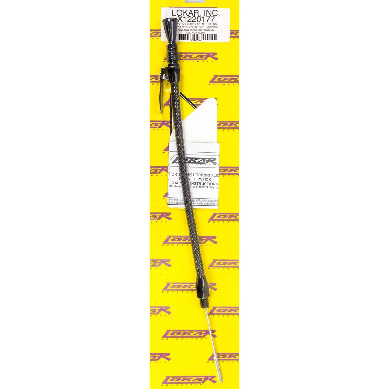 Lokar Midnight Series Anchor-Tight Locking Flexible Engine Dipstick - 0.25" NPT Fitting