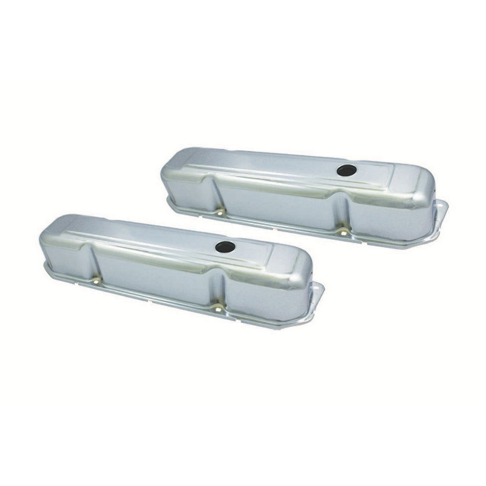 Specialty Products Valve Cover - Stock Height - Baffled - Breather Holes - Chrome - Mopar B / RB-Series - Pair