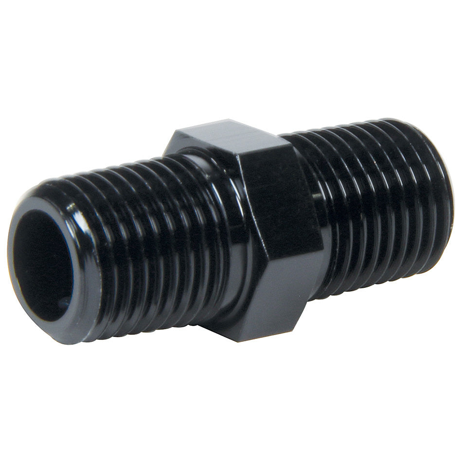 Allstar Performance Straight Adapter - 1/4" NPT Male to 1/4" NPT Male - Aluminum - Black Anodize