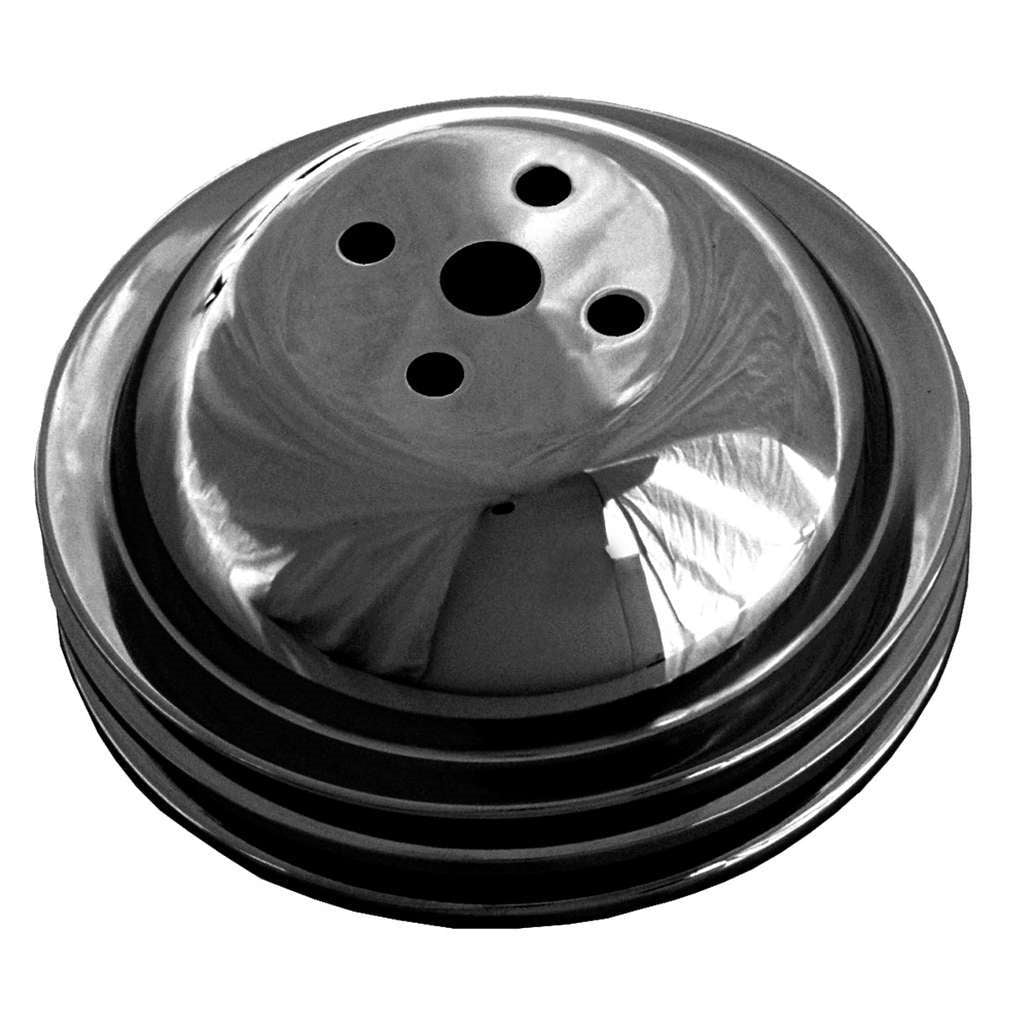 Trans-Dapt V-Belt 2 Groove Water Pump Pulley - 6.3 in Diameter - Black Powder Coat - Short Water Pump - Big Block Chevy