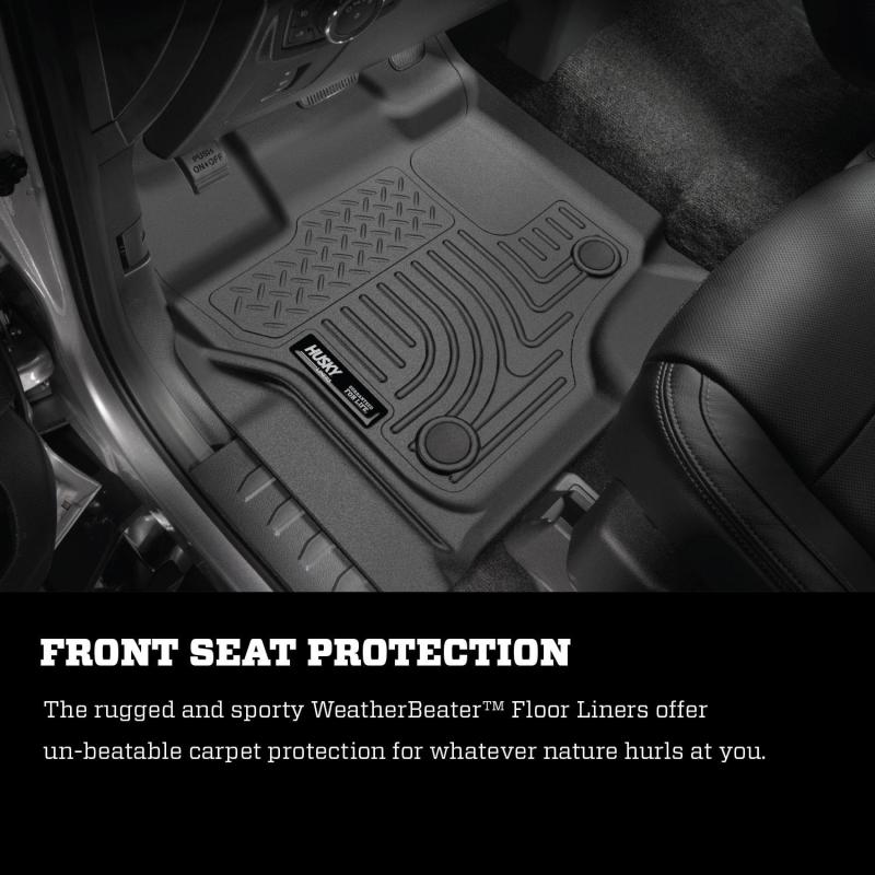 Husky Liners WeatherBeater Front / 2nd Row Floor Liner - Black / Textured - Super Crew Cab - Ford Fullsize Truck 2015-24