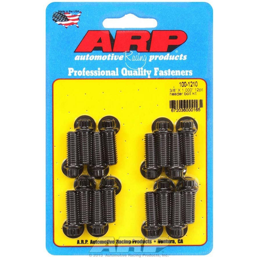 ARP Black Oxide Header Bolt Kit - 12-Point - 3/8" x 1.00" Under Head Length (16 Pieces)