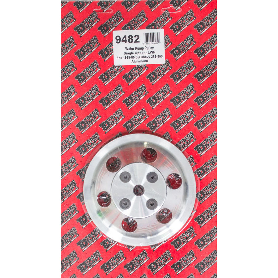 Trans-Dapt V-Belt 1 Groove Water Pump Pulley - 6.625 in Diameter - Machined Aluminum - Long Water Pump - Small Block Chevy