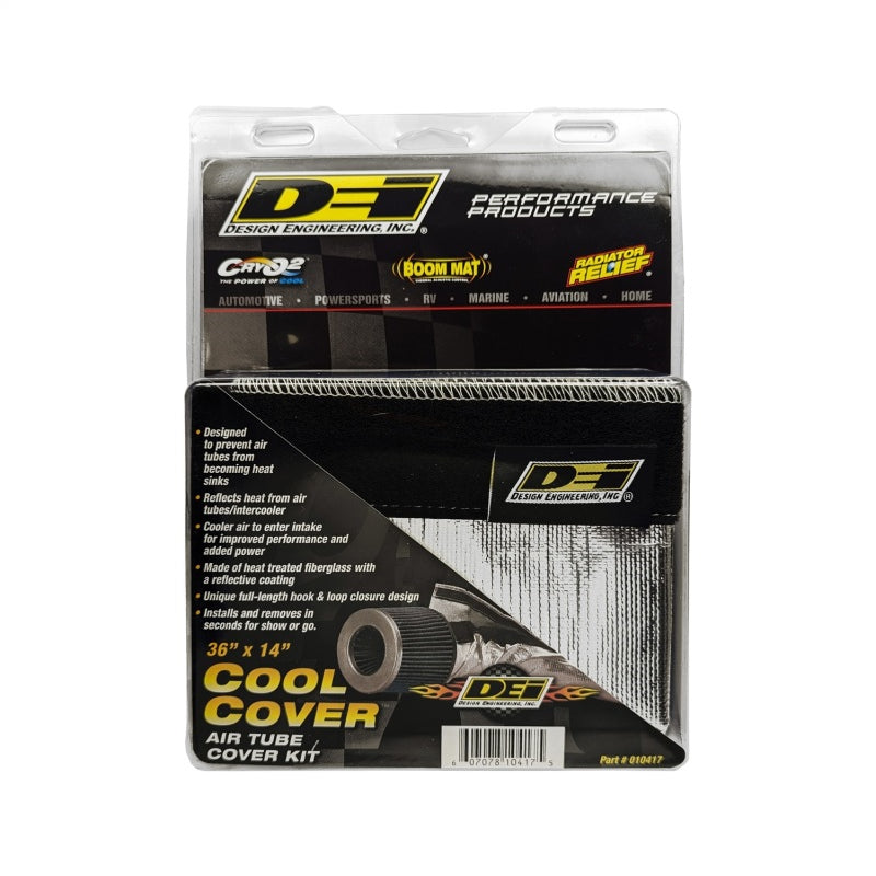 DEI Cool Cover Intake Tube Heat Shield - 36 x 14 in - Hook and Loop Closure - Silver - Up to 4-1/2 in Tubing