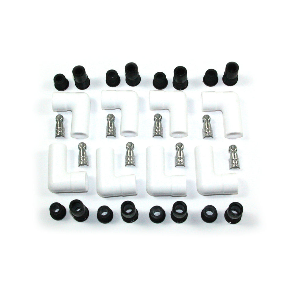PerTronix Spark Plug Boot/Terminal Kit - 8 mm - Ceramic - White - 90° (Set of 8)