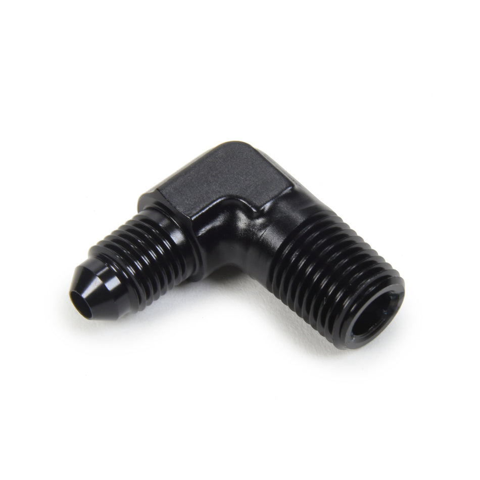 Triple X Race Co. Adapter Fitting 90 Degree 4 AN Male to 1/4" NPT Male Aluminum - Black Anodize