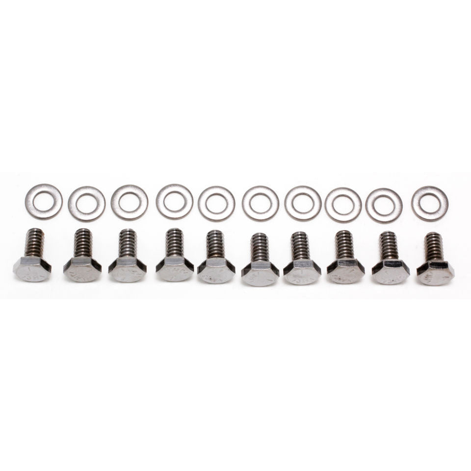 Trans-Dapt Timing Cover Bolt Kit - Washers Included - Steel - Chrome - Small Block Chevy - (Set of 10)