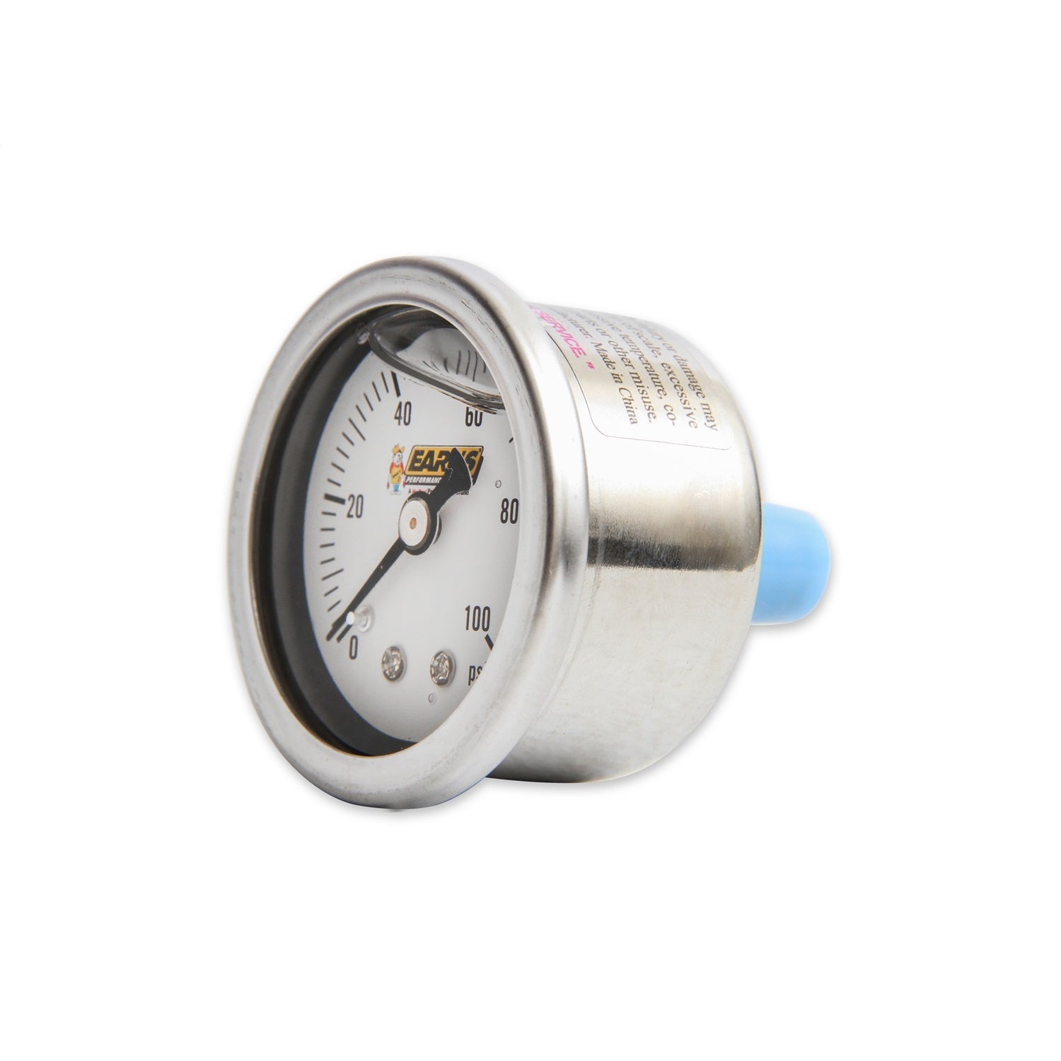 Earl's Liquid Filled Pressure Gauge - 0-100 psi - 1-1/2" Diameter - 1/8" NPT Port - White Face