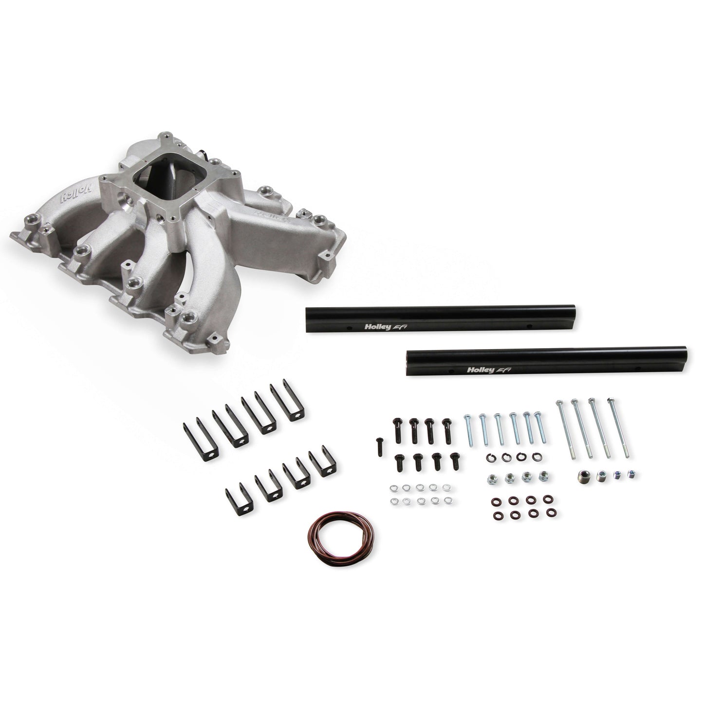 Holley Single-Plane EFI Split Design Race Intake Manifold - Square Bore - Single Plane - Aluminum - Natural - GM LS-Series