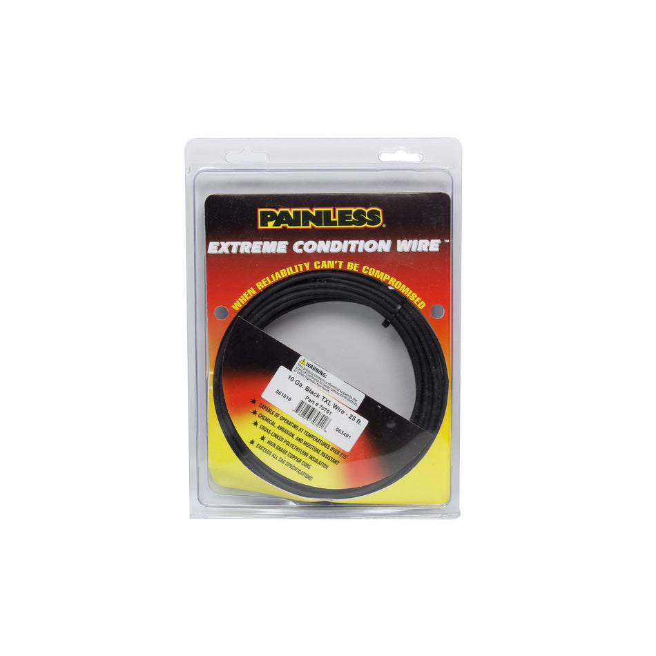 Painless Performance 10 Gauge Black TXL Wire - 25 Ft.