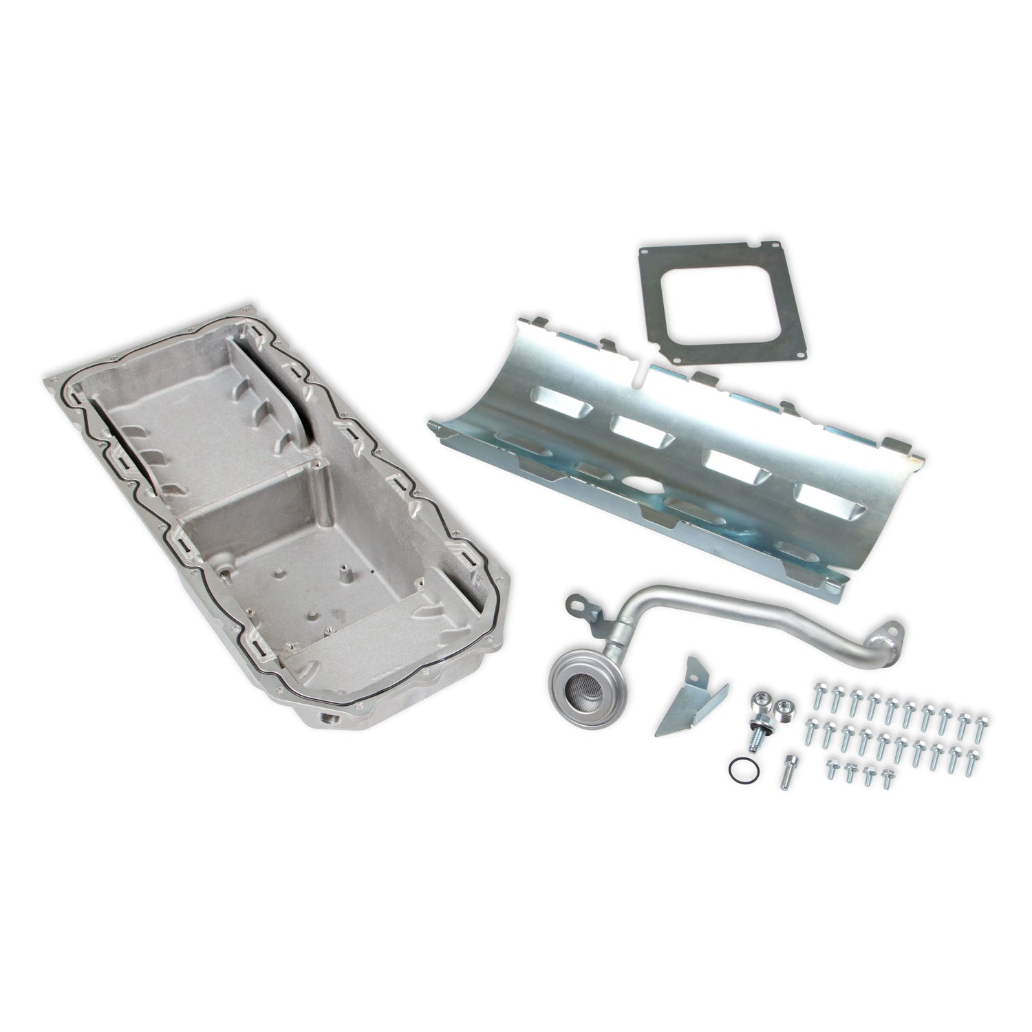 Holley Retrofit Engine Oil Pan - Mid Sump - 6 qt - 6-2/5" Deep - Baffle/Pickup/Tray - Aluminum - Mopar Gen III Hemi