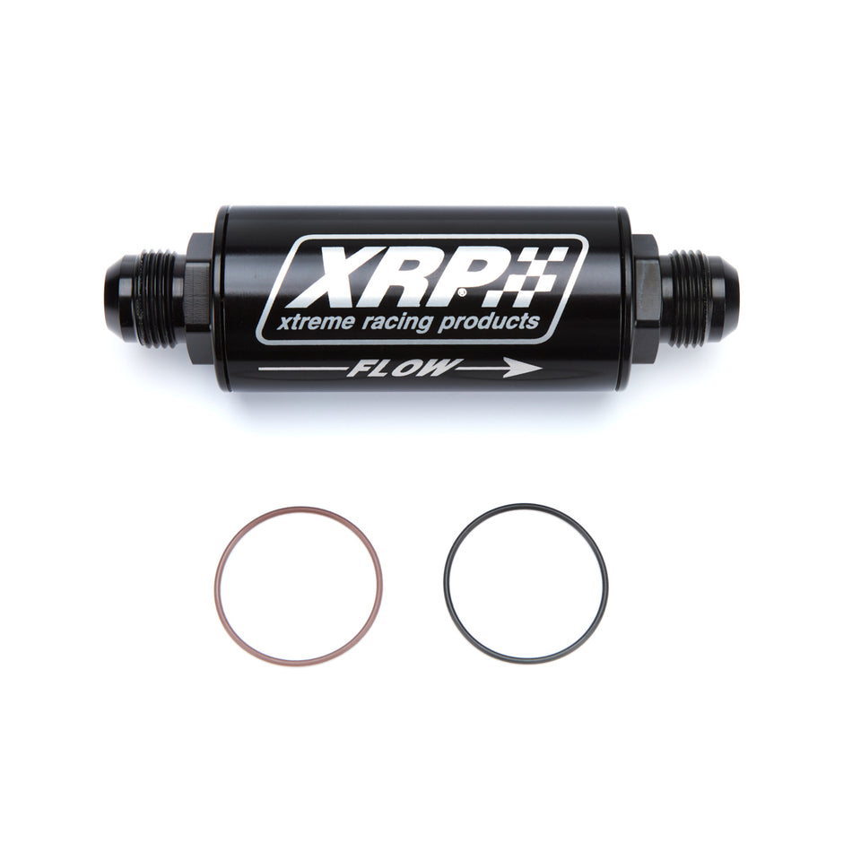 XRP 70 Series In-Line Oil Filter - 12 AN Inlet - 12 AN Outlet - 6.600 in Length - Requires Filter - Black