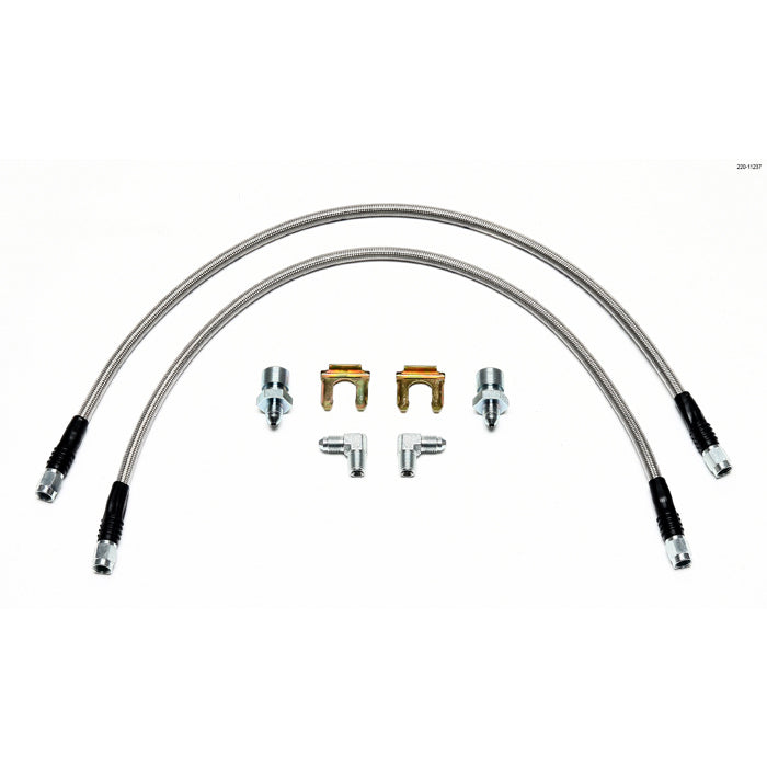 Wilwood Flexline Brake Hose Kit - DOT Approved - 22" - 3 AN Hose - 3/8-24 Inverted Flare Male 90 Deg Inlet - 3 AN Straight Outlet - Braided Stainless