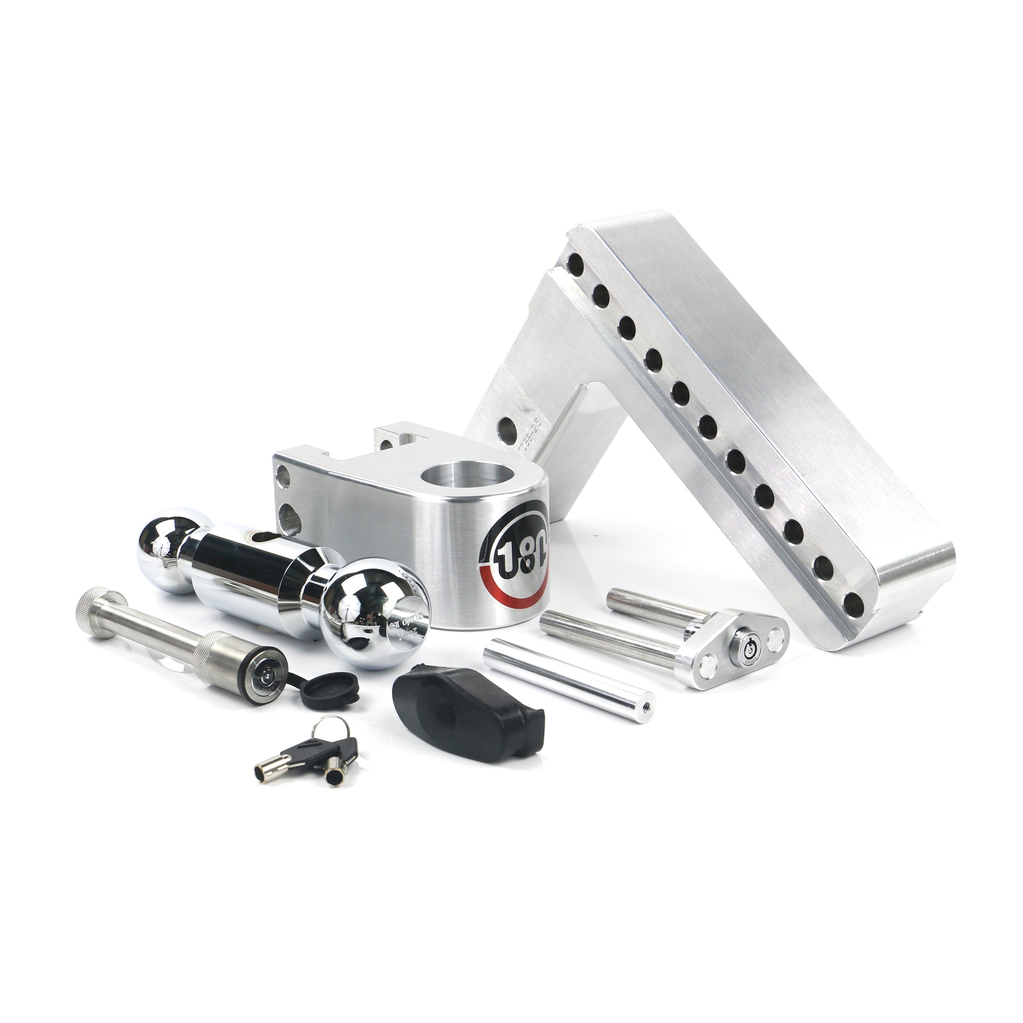 Weigh Safe Ball Mount Hitch - 2/2-5/16" Hitch - 8" Drop - 8000/18500 lb Capacity - Keyed Alike - Aluminum/Steel/Chrome