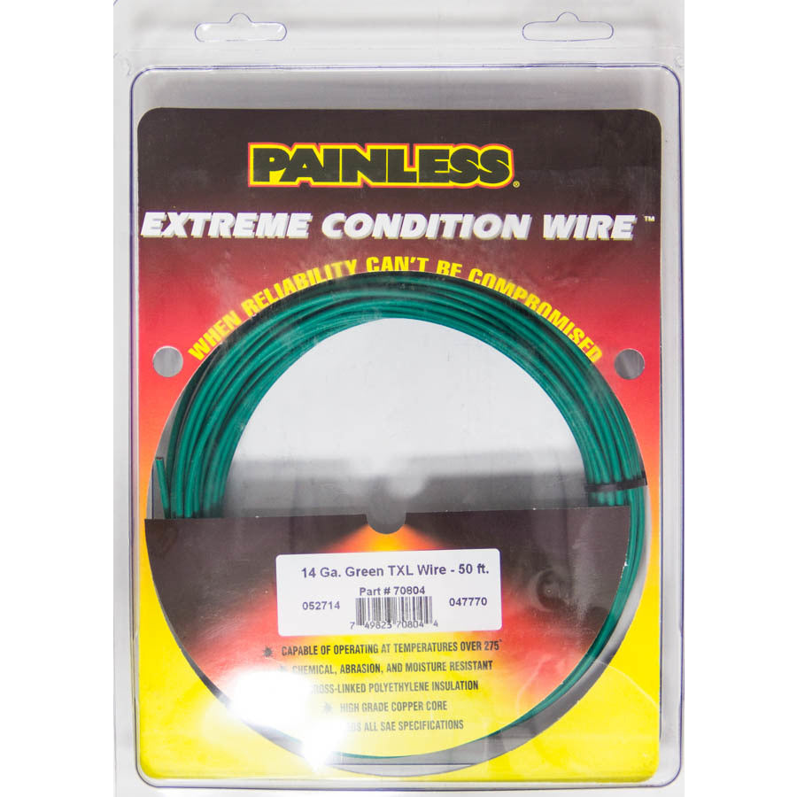 Painless Performance 14 Gauge Green TXL Wire - 50 Ft.