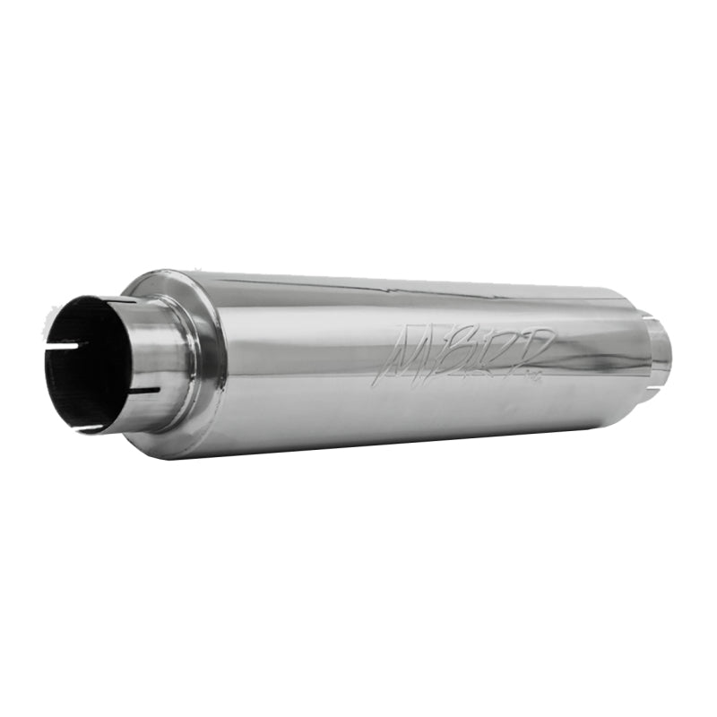 MBRP Installer Series Muffler - 4 in Center Inlet - 4 in Center Inlet Outlet - 6 in Round Body - 30 in Long Overall - Universal