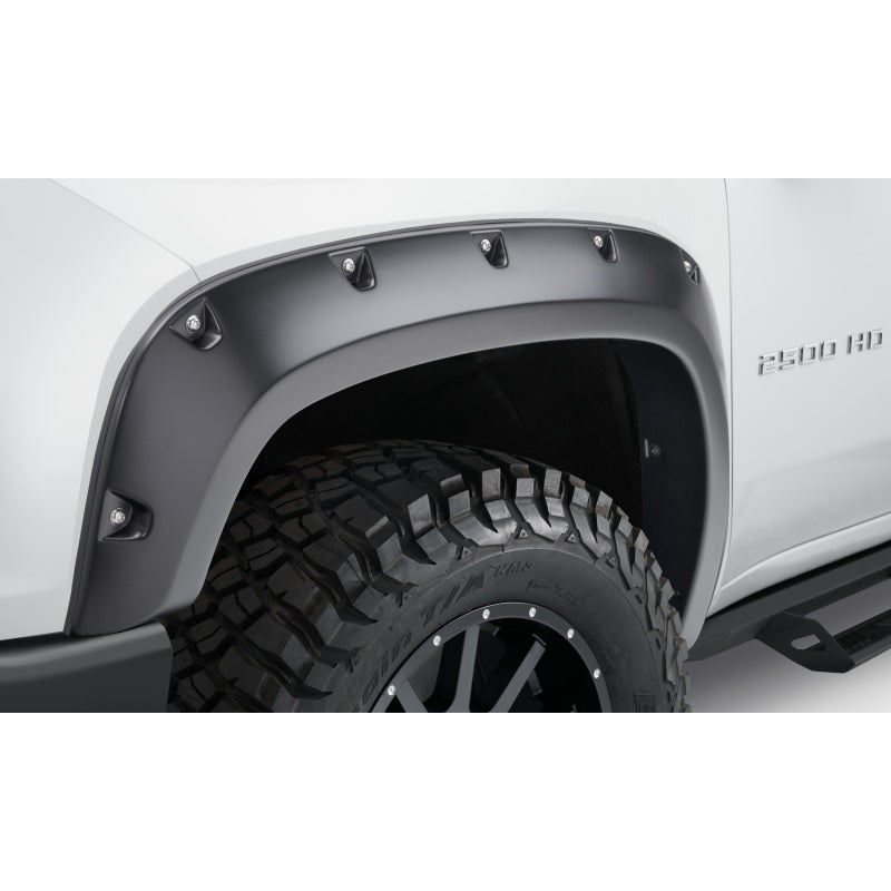 Bushwacker Pocket Style Fender Flare - Front/Rear - 2" Wide - Plastic - Black - (Set of 4)