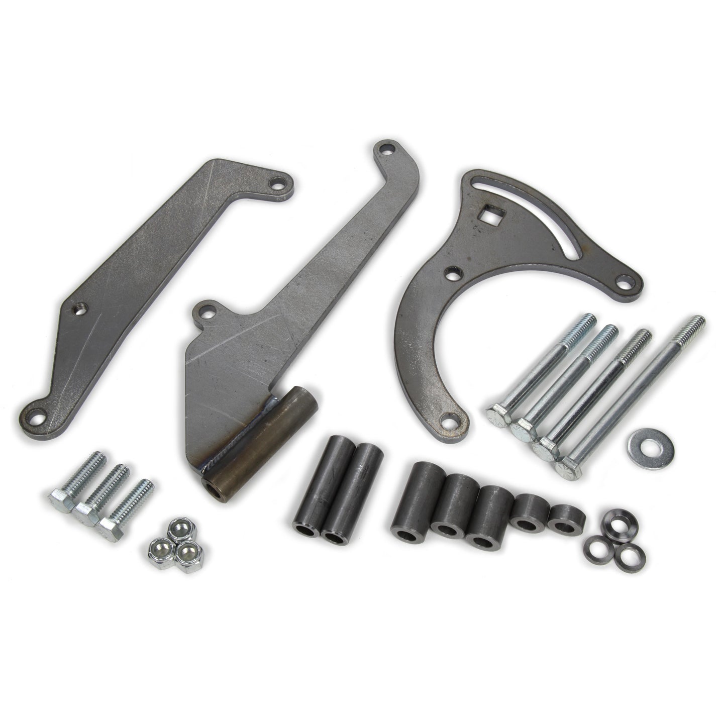 Vintage Air Compressor Bracket - Left Side - Steel - Natural - Long Water Pump - Small Block Chevy