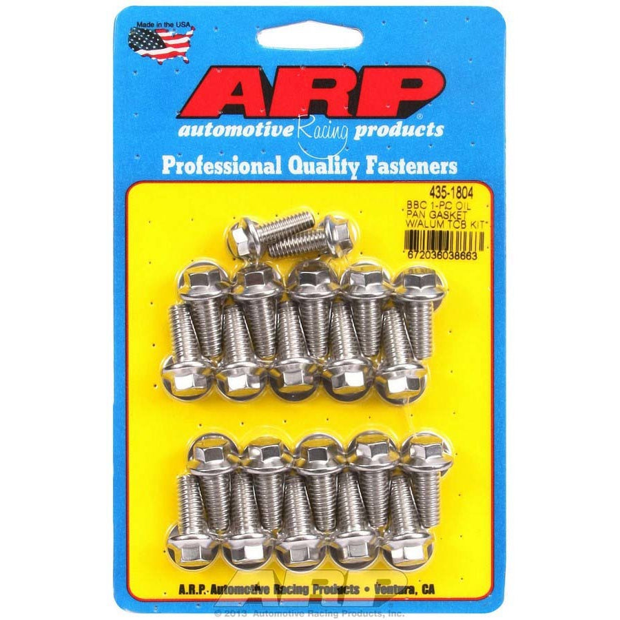 ARP Oil Pan Bolt Kit - Hex Head - Polished - 1-Piece Rubber Gasket - Big Block Chevy