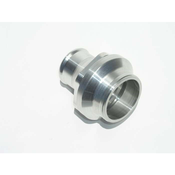 Meziere In-Line Thermostat Housing - 1-1/2 in Hose Barb to Weld-On Bung - Polished