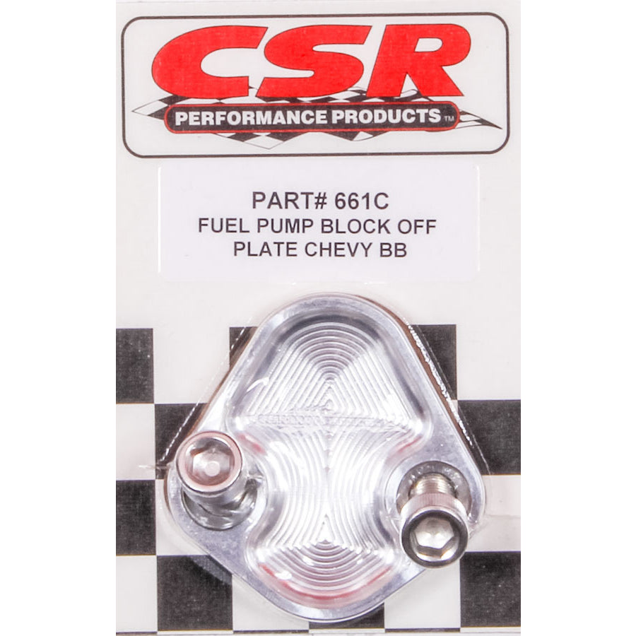 CSR Performance BB Chevy Fuel Pump Block-Off Plate - Clear