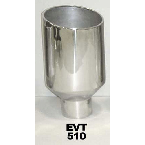 Pypes Monster Clamp-On Exhaust Tip - 5 in OD Inlet - 10 in Round Outlet - 18 in Long - Single Wall - Rolled Edge - Angled Cut