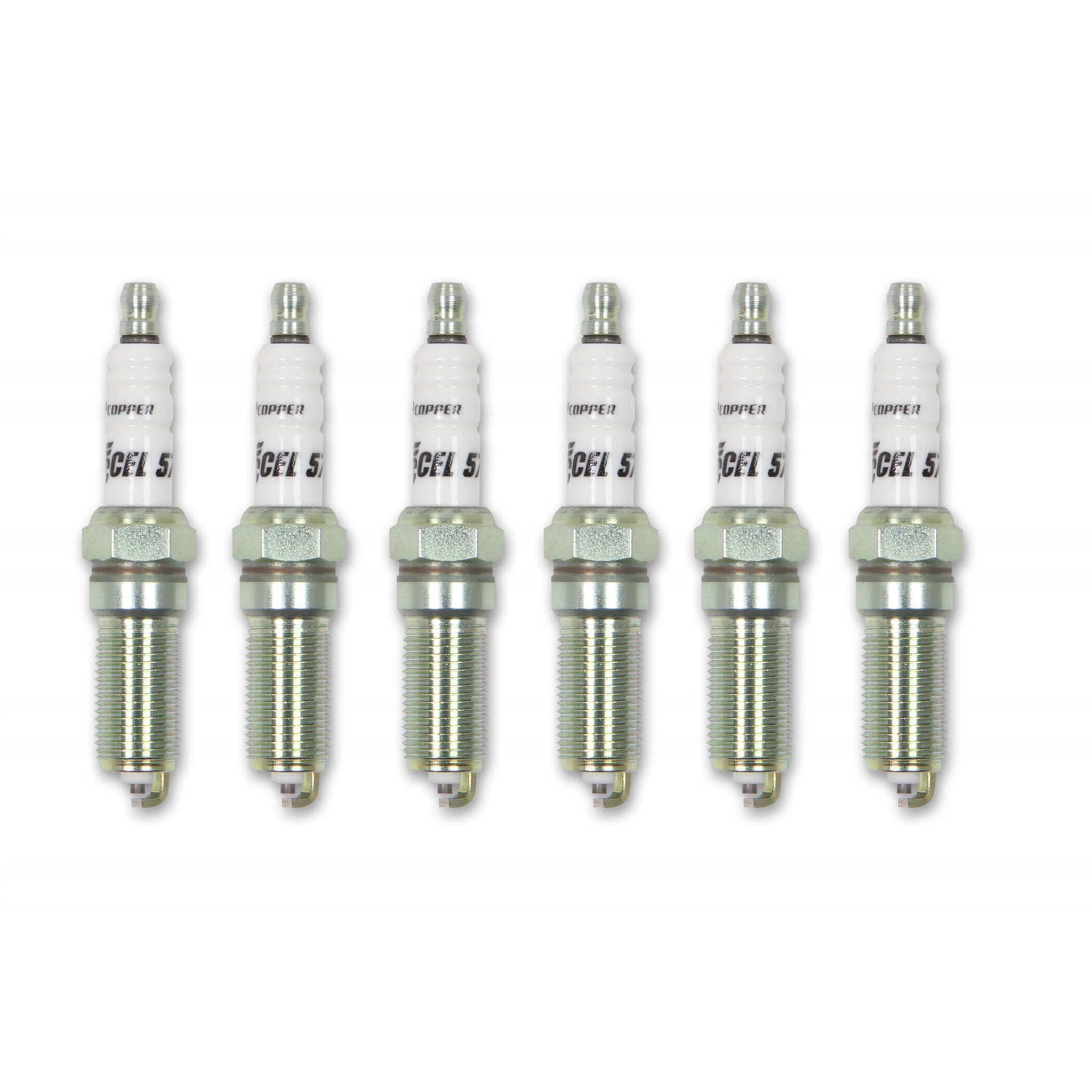 ACCEL HP Copper Spark Plug - 14 mm Thread - 1 in R - Tapered Seat - Resistor - Set of 6 578C1-6