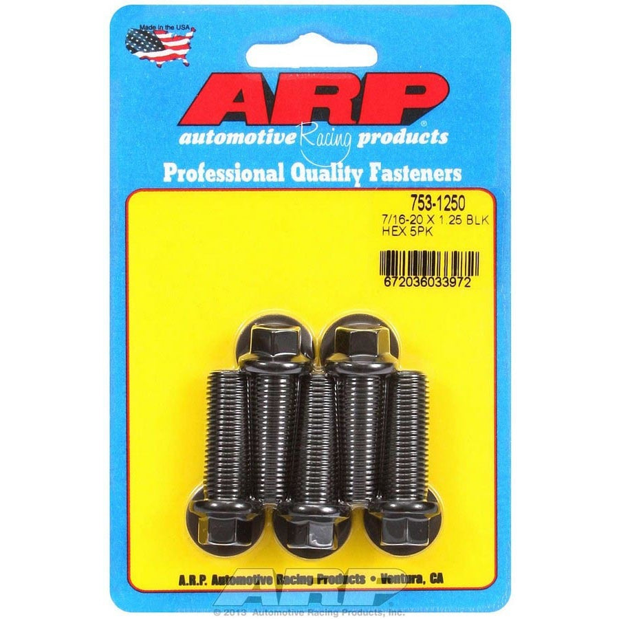 ARP 7/16-20" Thread Bolt 1.250" Long 7/16" Hex Head Chromoly - Black Oxide