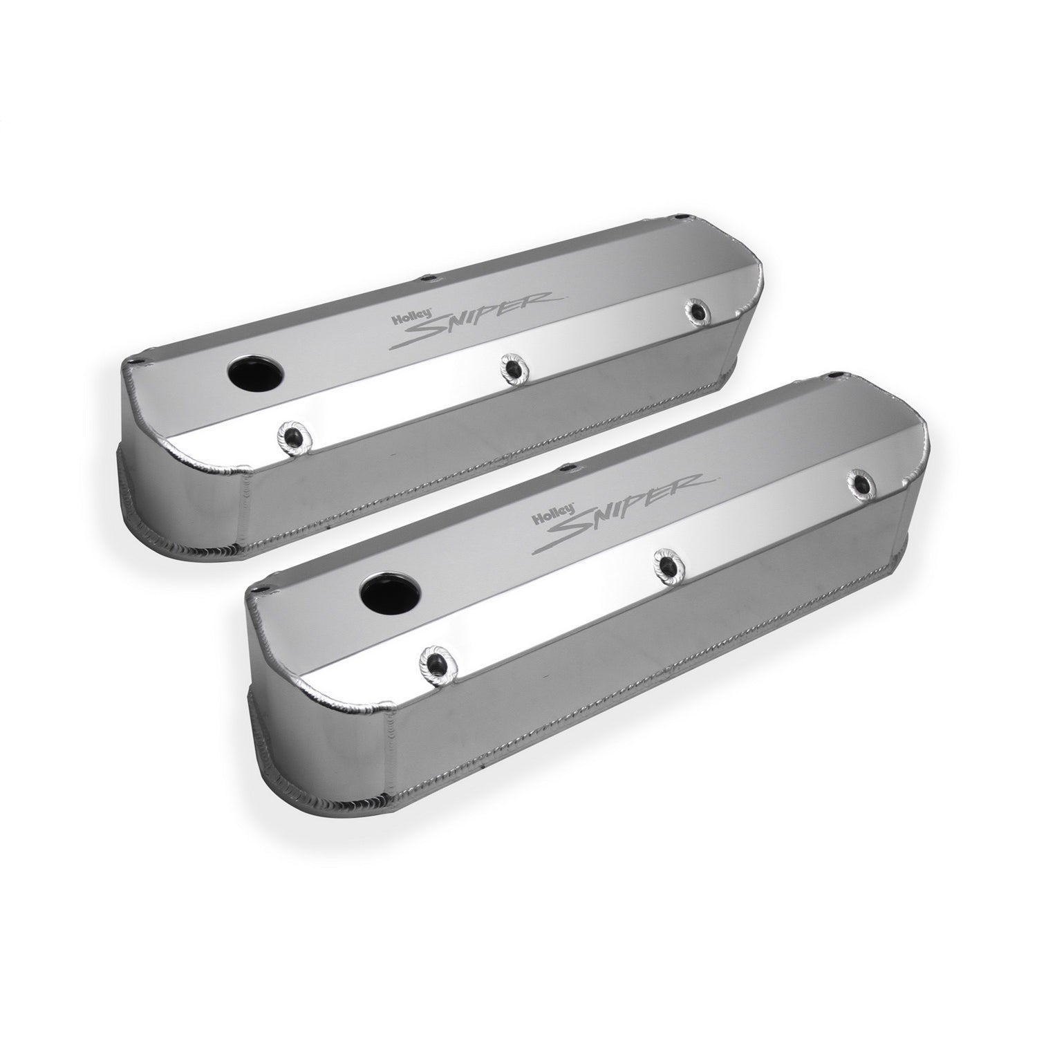 Sniper Fabricated Aluminum Valve Cover - Ford Small Block - Silver Finish