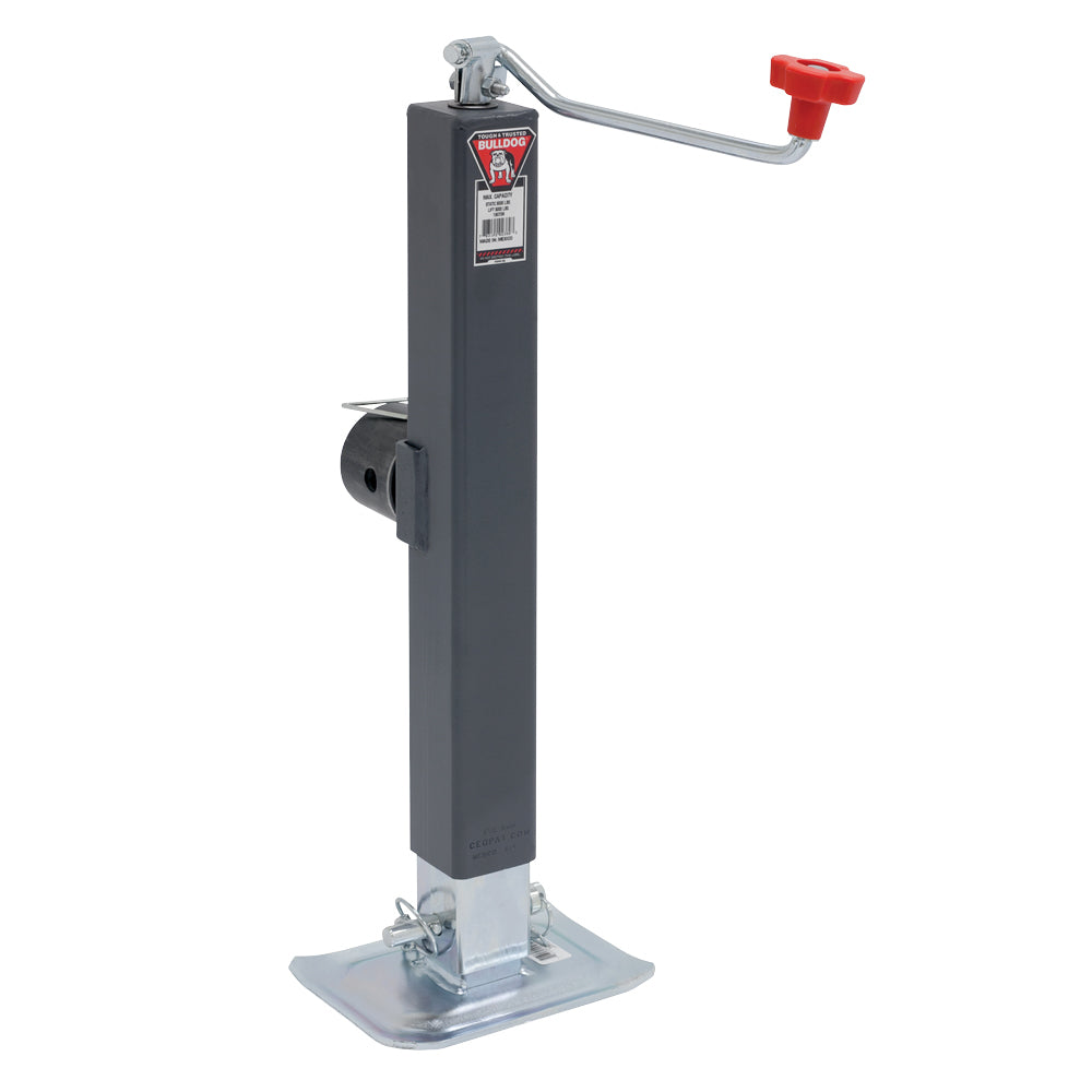 Bulldog Bulldog Trailer Jack - Square - Manual - 15" of Travel - 8000 lb Capacity - Steel - Gray Paint