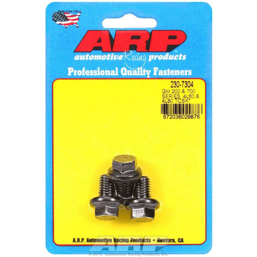 ARP Pro Series Torque Converter Bolt Kit - 10 mm x 1.50 Thread - 0.59 in Long - Hex Head - Chromoly - Black Oxide - 4L60 / 4L80 / 200R4 / 700R4 - Set of 3