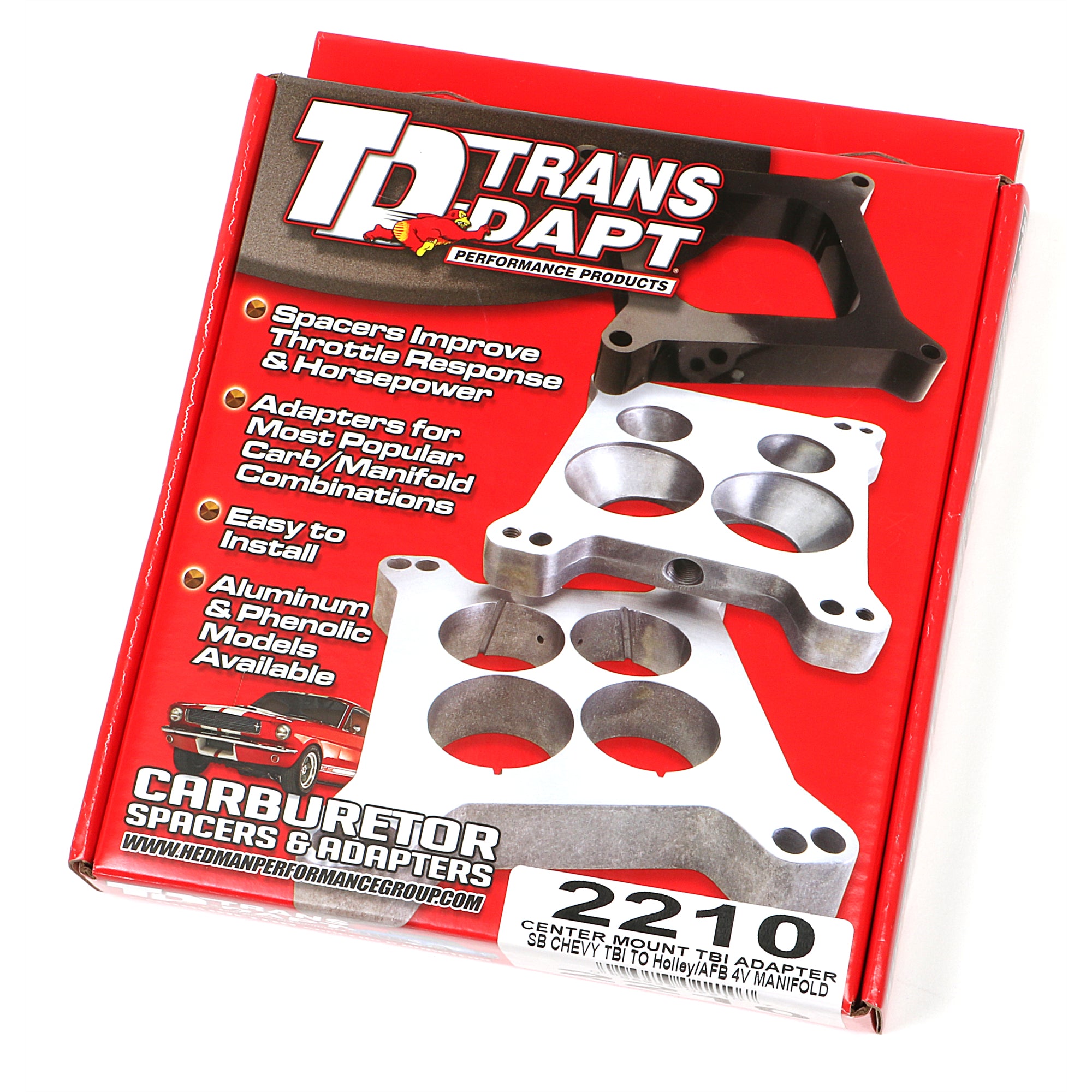 Trans-Dapt Performance 1/4" Thick Throttle Body Adapter Gasket/Hardware Steel TBI Center Mount to Square Bore Intake