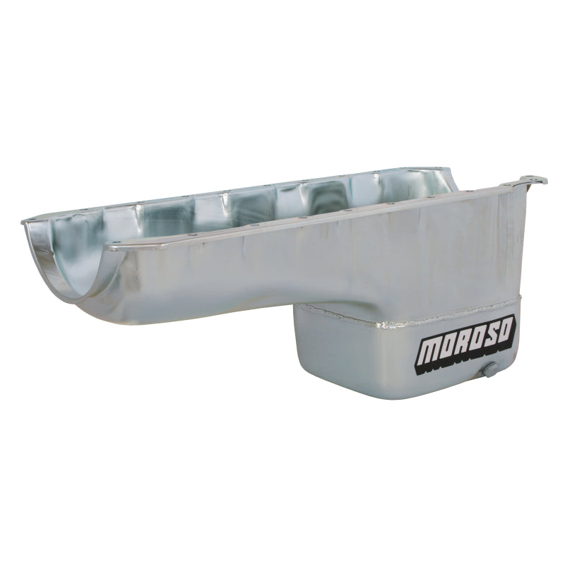 Moroso Street / Strip Rear Sump Oil Pan - 8 Quart - 9.75 in Deep - Zinc Oxide - 2 Piece Seal - Big Block Chevy