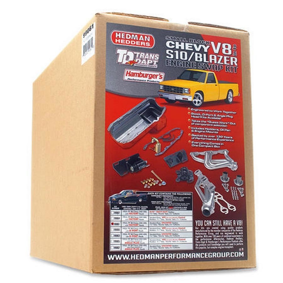 Trans-Dapt Swap" A Box Engine Conversion Kit - Gaskets/Hardware/Headers/Mounts/Oil Pan/Pickup Tube - Auto/Manual Trans - 4WD - Small Block Chevy