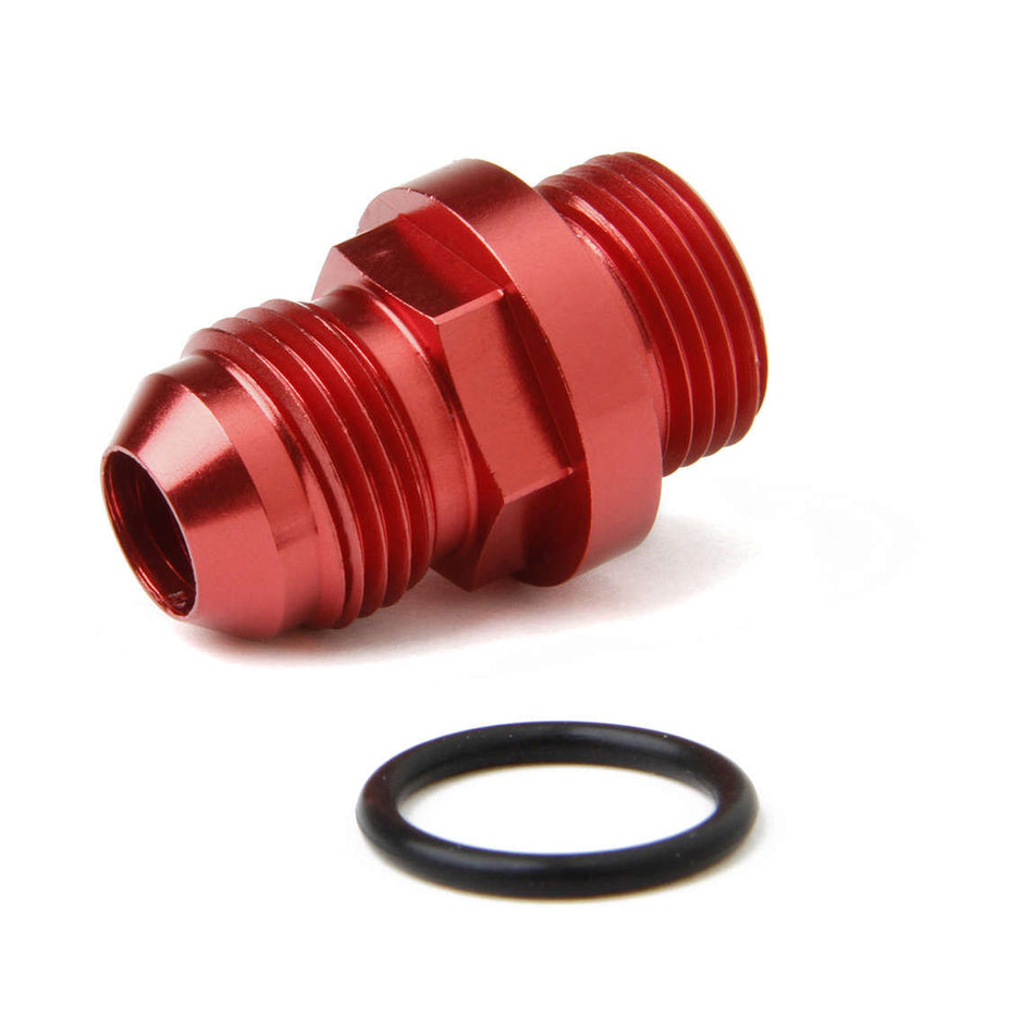 Holley Fuel Inlet Fitting-Short-8AN male fuel inlet fitting (red) with-8AN o-ring threads