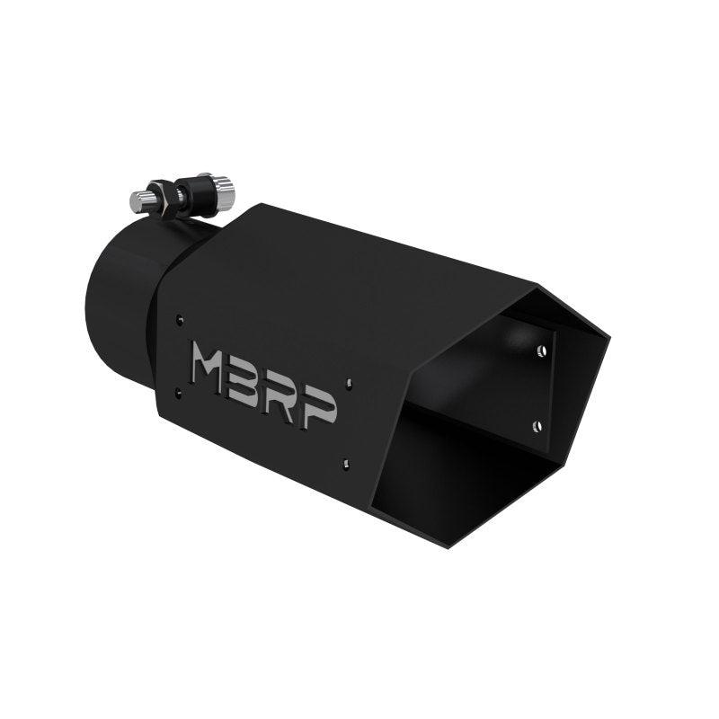 MBRP Exhaust Tip - Clamp-On - 3" Inlet - 4" Hex Outlet - 10" Long - Stainless - Black Powder Coat