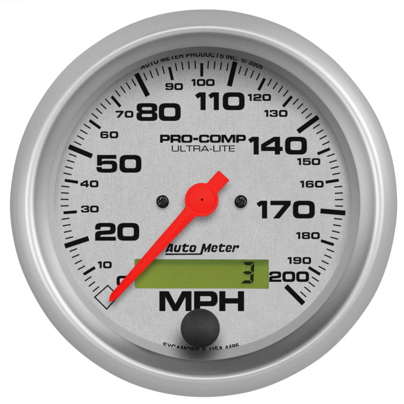 Auto Meter Ultra-Lite 3-3/8" Programable Speedometer - 0-200 Mph