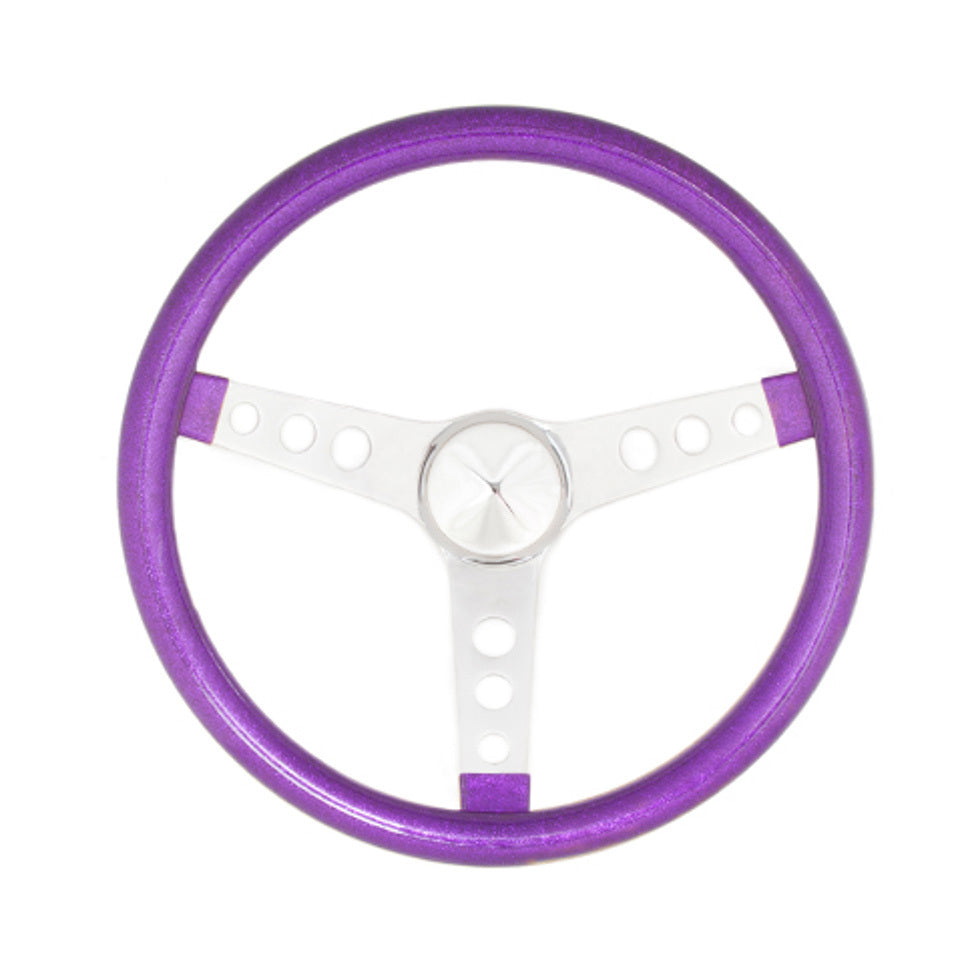 Grant Steering Wheels Metal Flake Steering Wheel 15" Diameter 3-Spoke Purple Metal Flake Grip - Steel