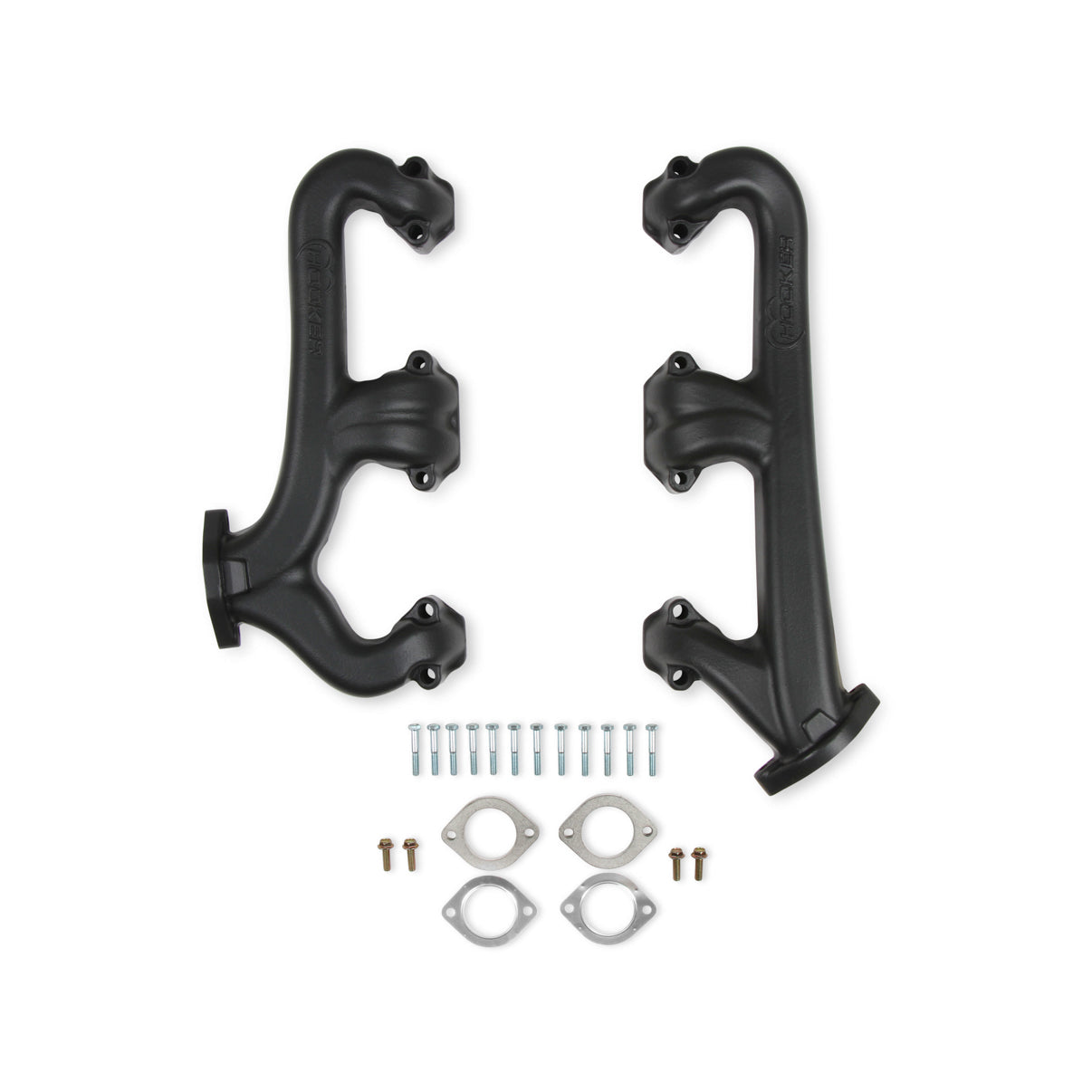 Hooker Exhaust Manifold - 2-1/2 in Outlet - Raised D Port - Black Ceramic - Small Block Chevy (Pair)