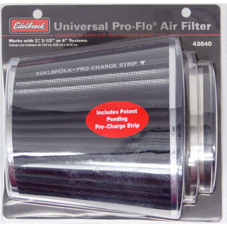 Edelbrock Pro-Flo Air Filter Element Conical 6" Base - 4-3/4" Top Diameter - 6-3/4" Tall - Chrome/Black